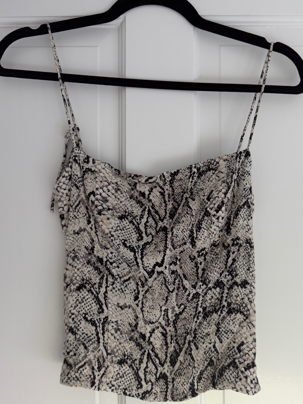 Reformation Black and Cream Snake-Print Cami